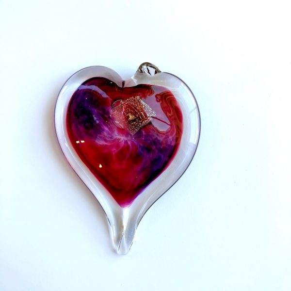 Luke Adams Blown Glass Heart Suncatcher (Style 2) - Middle Davids Artisan  Candles