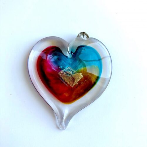 Luke Adams Blown Glass Heart Suncatcher (Style 3)