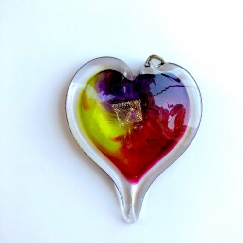 Luke Adams Blown Glass Heart Suncatcher (Style 4)
