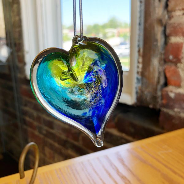 Luke Adams Blown Glass Heart Suncatcher (Style 5) - Middle Davids Artisan  Candles