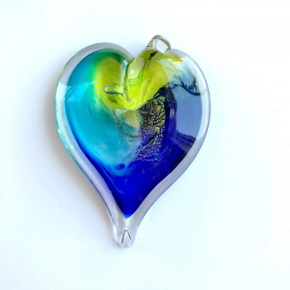 Luke Adams Glass Heart Shaped Paper Weights 5 Colors Available 