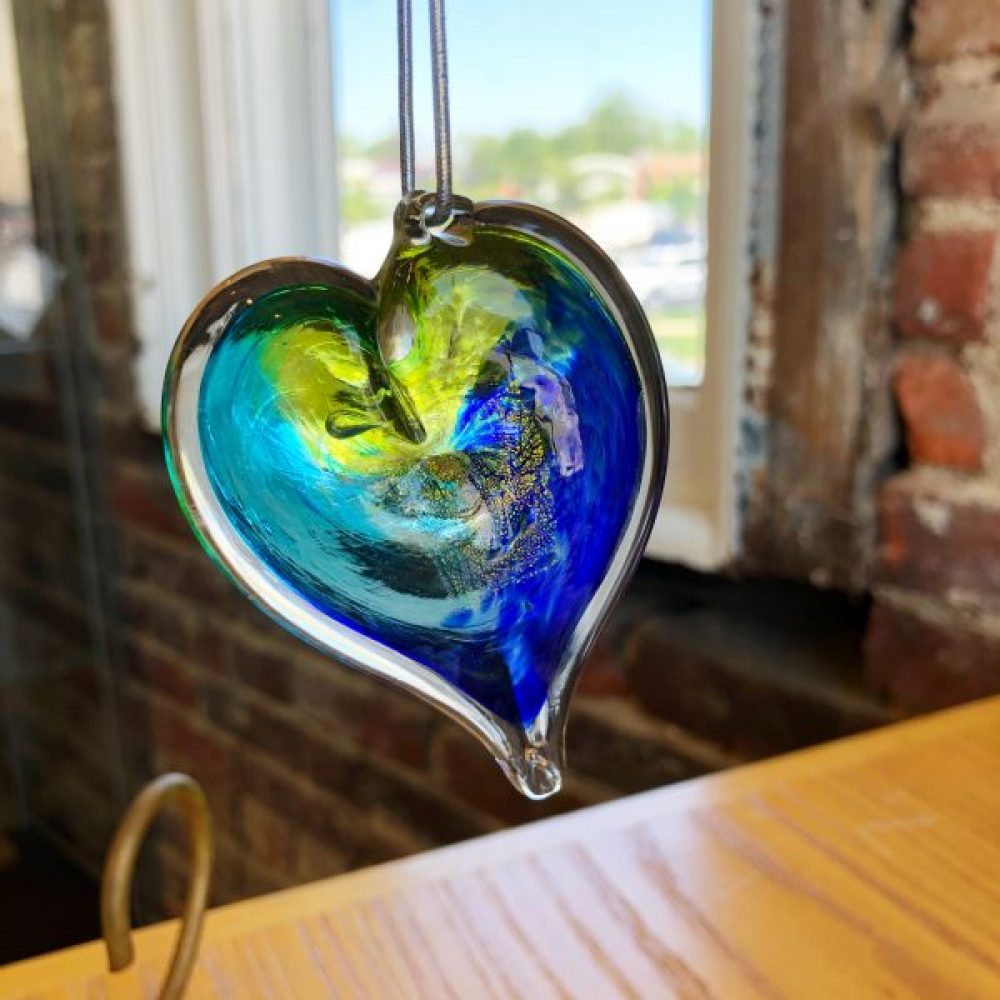 Luke Adams Glass Heart Shaped Paper Weights 5 Colors Available 