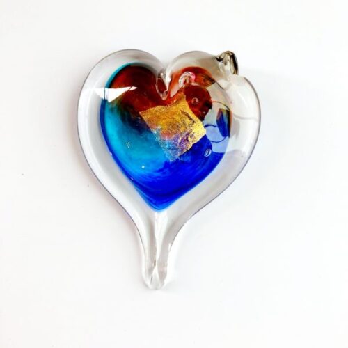 Luke Adams Blown Glass Heart Suncatcher (Style 11)