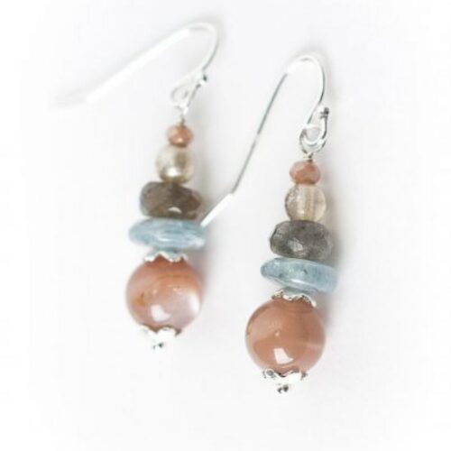 Anne Vaughan Cascades Simple Peach Moonstone Earrings