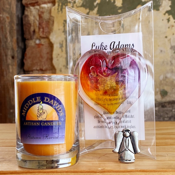 Luke Adams Blown Glass Heart Suncatcher (Style 2) - Middle Davids Artisan  Candles