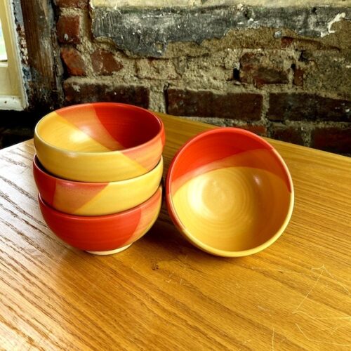 One Acre Ceramics Ice Cream Bowl:  Red/Yellow