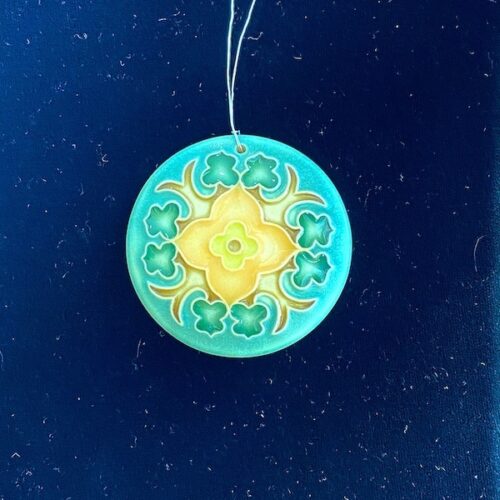 One Acre Ceramics Trellis Ornament:  Green/Orange