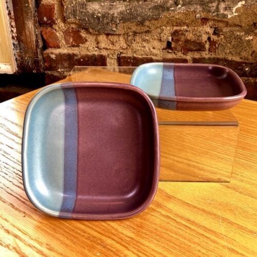 One Acre Ceramics Square Tray:  Purple/Light Blue