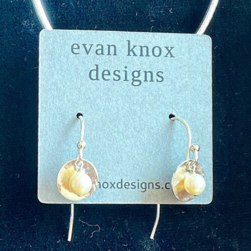 Evan Knox Hammered Disc & Pearl Earrings