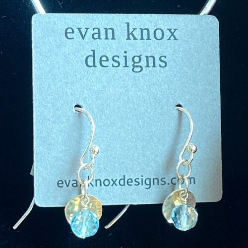 Evan Knox Hammered Silver Disc & Blue Topaz Earrings