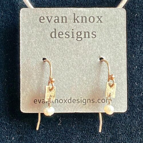 Evan Knox Hammered Square & White Pearl Earrings