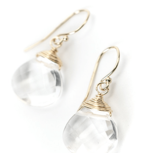 Anne Vaughan April Birthstone Quartz Briolette Earrings Gold
