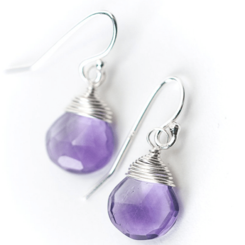 Anne Vaughan February Birthstone Amethyst Briolette Earrings