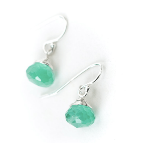 Anne Vaughan May Birthstone Green Onyx Briolette Earrings