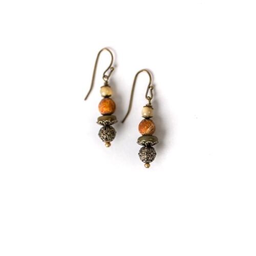 Anne Vaughan Falling Leaves Jasper/Mother of Pearl Dangle
