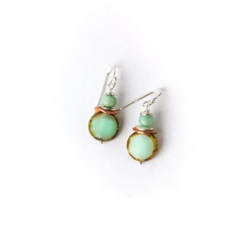 Anne Vaughan Glacier Czech Glass/Amazonite Dangle