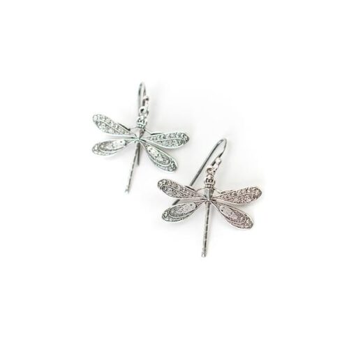 Anne Vaughan Lakeside Silver Dragonfly Earrings