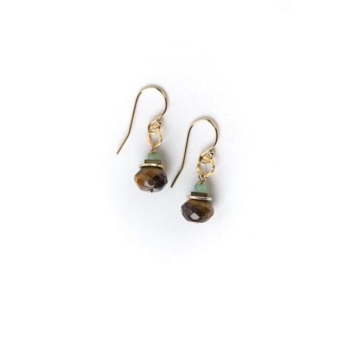 Anne Vaughan Restoration Chrysoprase and Cat's Eye Dangles